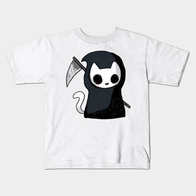 Grim reaper cat drawing Kids T-Shirt by Mayarart